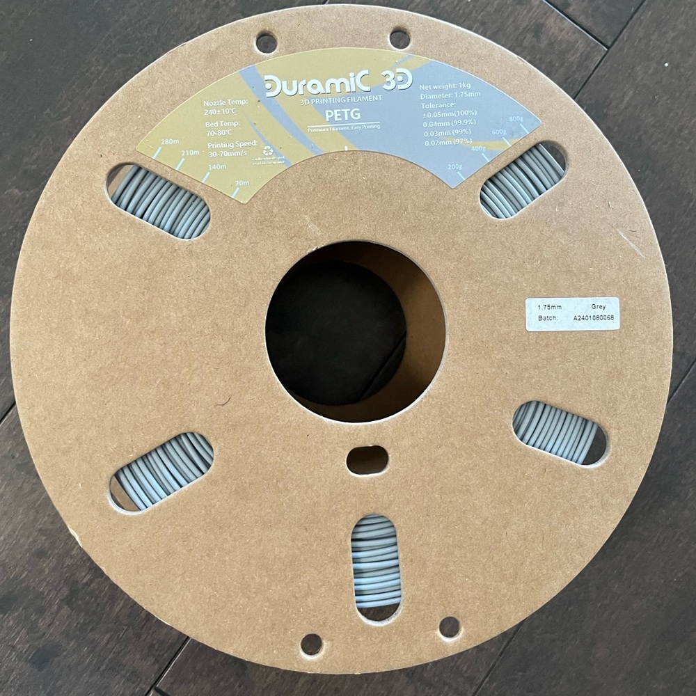 Duramic 3D PETG grey 3D printing filament
